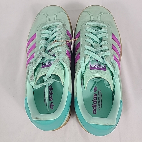 NEW Adidas Originals Gazelle Bold Sneakers Youth Green Pink Sz 6 *dirty - Picture 8 of 10